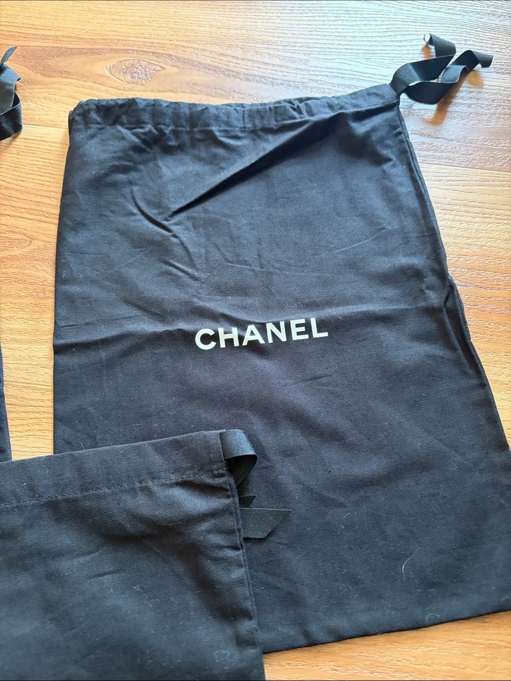Chanel Lot of 3 Drawstring Dust Bags Black